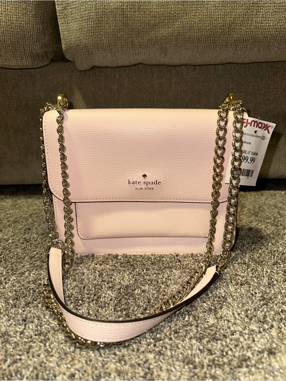 kate spade Blush Pink Pebbled Leather Chain Crossbody Bag